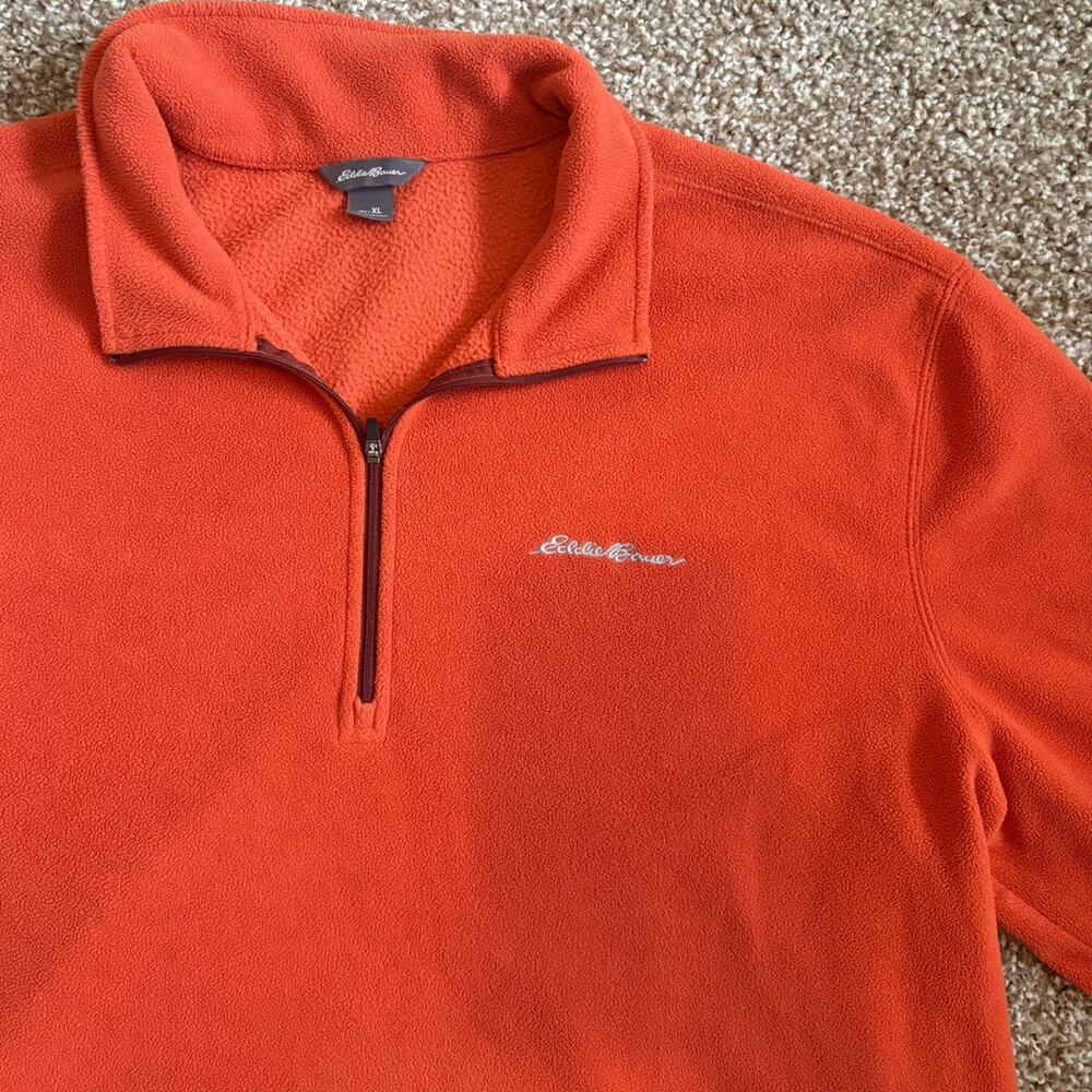 Eddie Bauer Mens Xl Orange 1/4 Zip Sweater - Picture 1 of 7